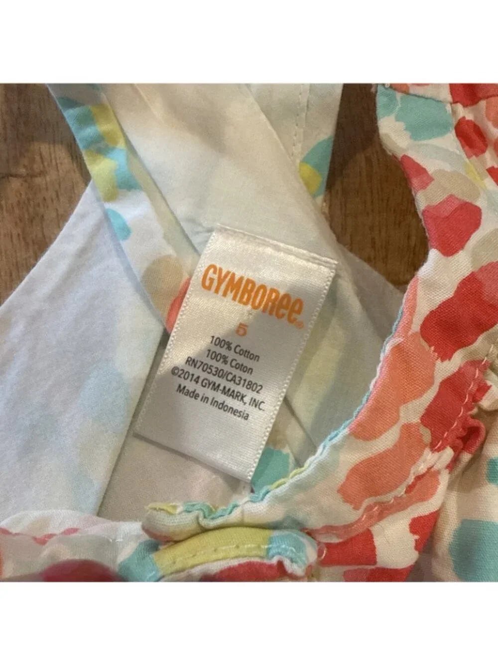Gymboree Dress Girl 5 Pink Orange Green Blue Dots Striped dress SUMMER Lined